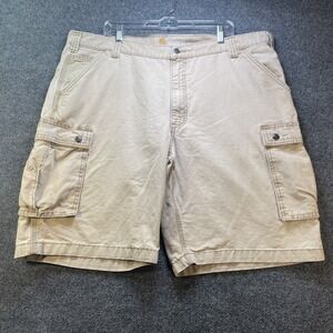 Carhartt Cargo Shorts Mens 42 Beige Canvas Relaxed Fit 10" Inseam 100277-253